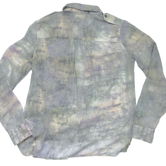Silence + Noise Semi Sheer Muted Watercolor Button Down Blouse sz S - Picture 5 of 15
